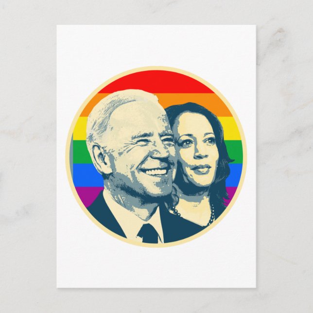 Biden Harris Rainbow Pride Postcard (Front)