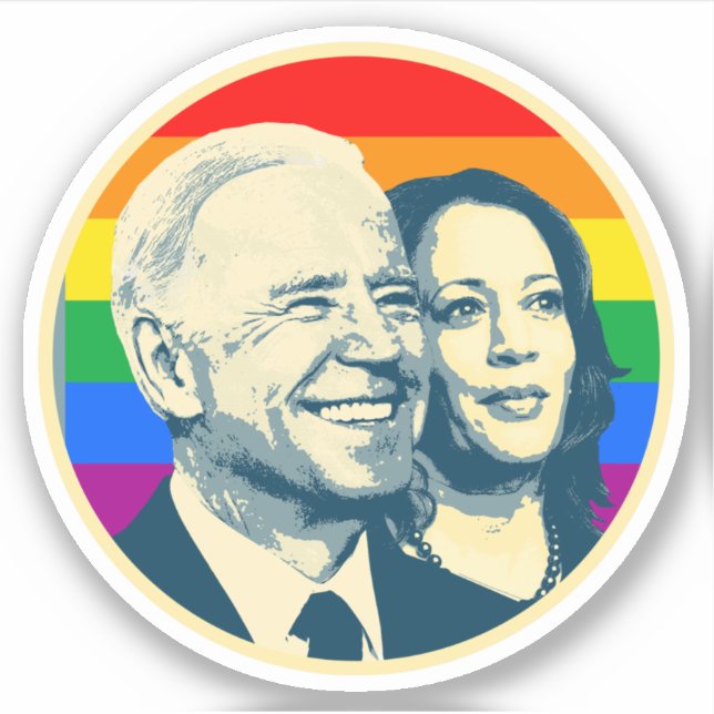 Biden Harris Rainbow Pride Sticker (Front)