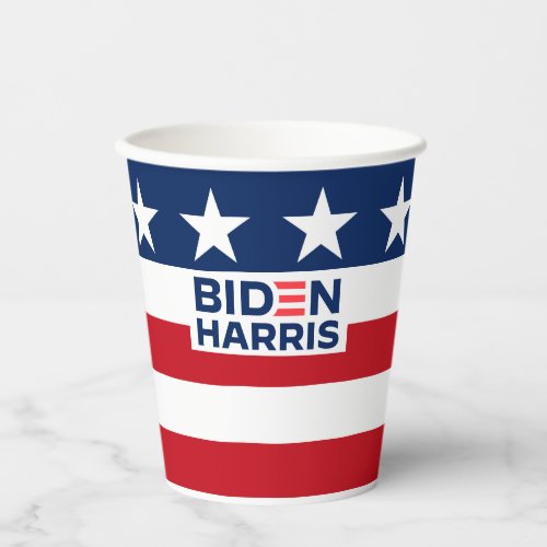Biden Harris Red White and Blue Stars and Stripe Paper Cups