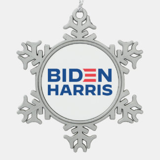 Biden Harris Snowflake Pewter Christmas Ornament