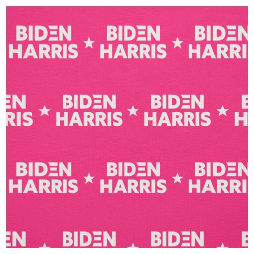Biden / Harris Star Pattern White Logo Red Pink Fabric