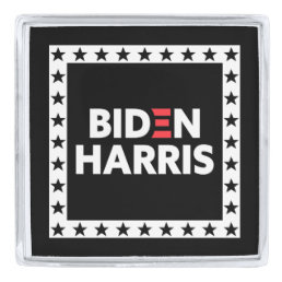 Biden / Harris Stars Frame Black and White Silver Finish Lapel Pin