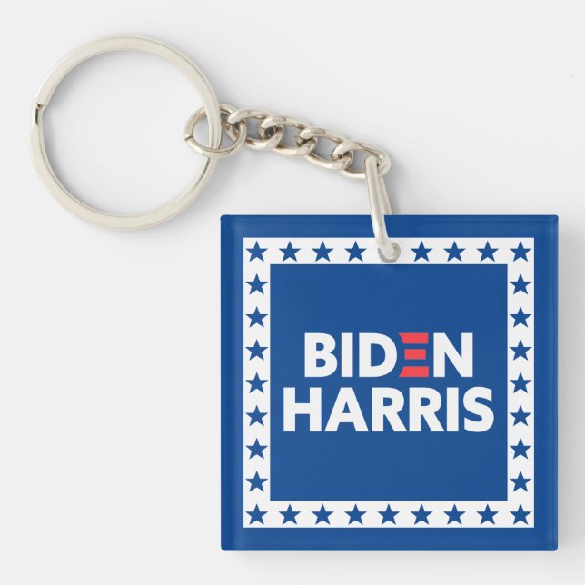 Biden / Harris Stars Frame White Blue Keychain (Front)