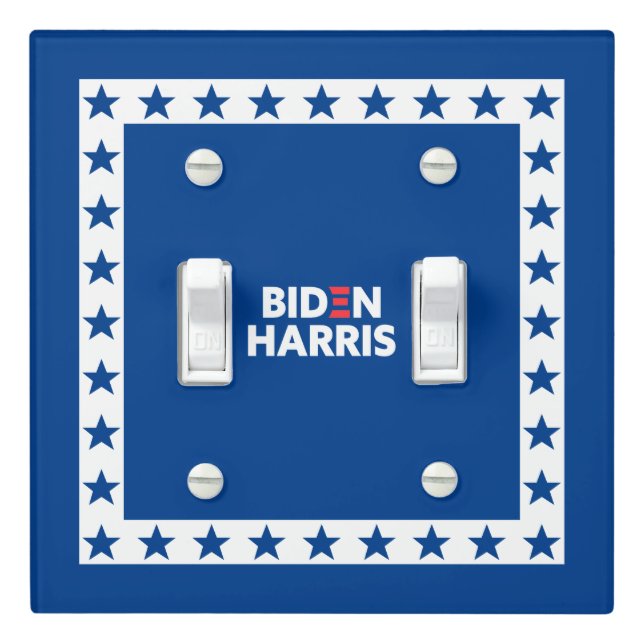 Biden / Harris Stars Frame White Blue Light Switch Cover (In Situ)