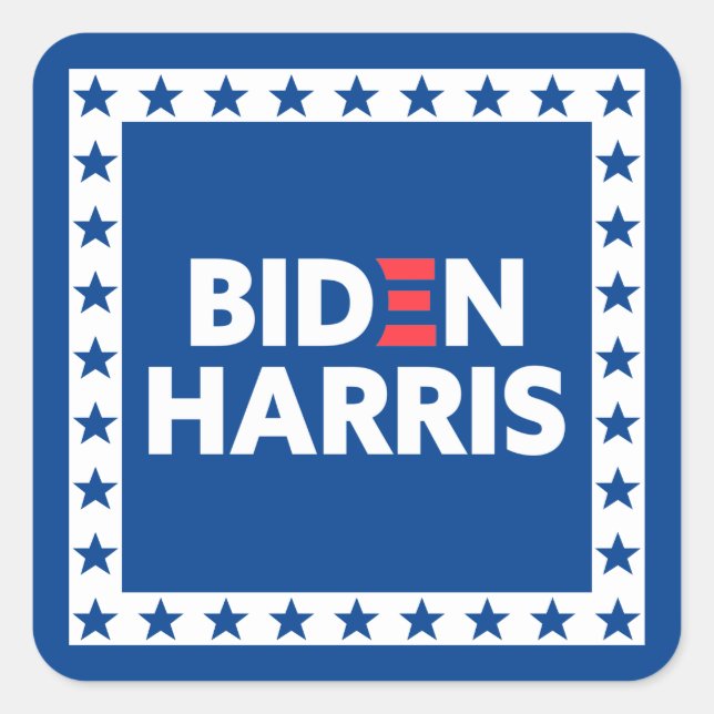 Biden / Harris Stars Frame White Blue Square Sticker (Front)