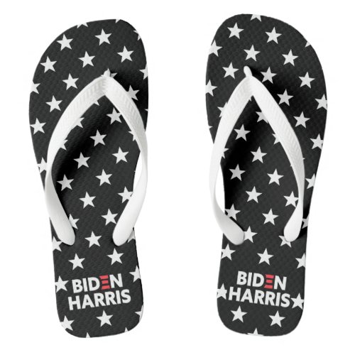 Biden  Harris Stars Pattern Black and White Flip Flops