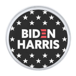 Biden / Harris Stars Pattern Black and White Silver Finish Lapel Pin