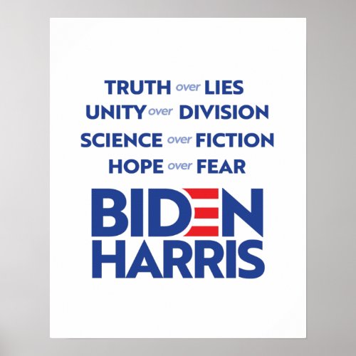 Biden Harris _ Truth Unity Science Hope Poster