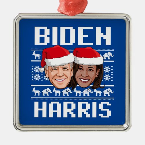 BIDEN HARRIS UGLY CHRISTMAS SWEATER CARD METAL ORNAMENT