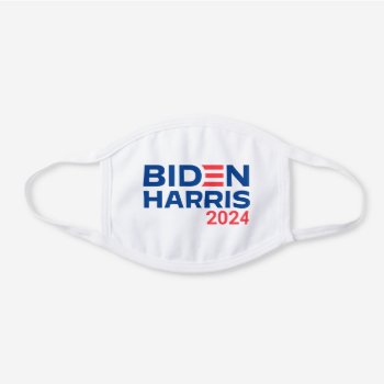Biden Harris Us 2020 Presidential Election White White Cotton Face Mask by teeloft at Zazzle