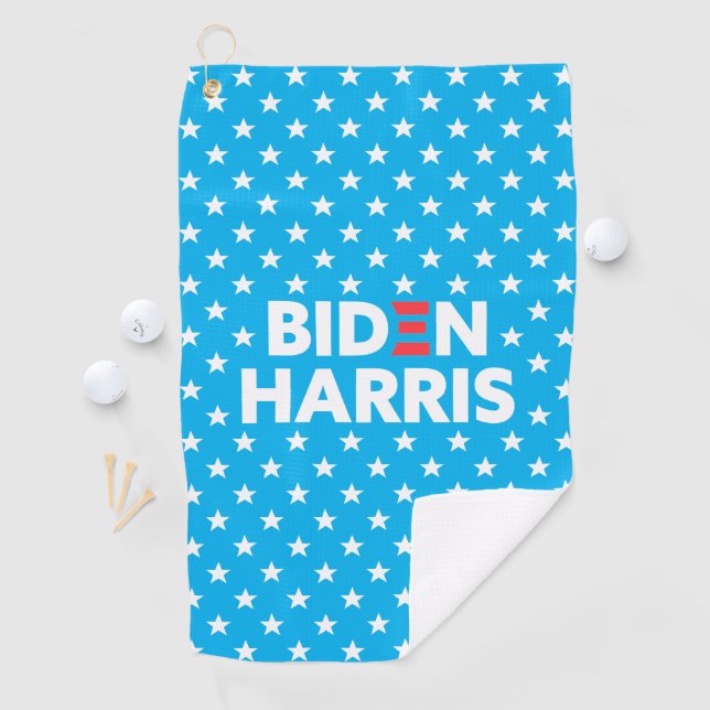Biden Harris White Star Pattern Blue Golf Towel (InSitu)