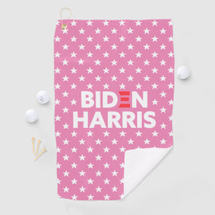 Biden Harris White Star Pattern Pink Golf Towel