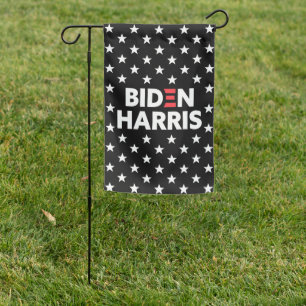 Biden / Harris White Stars Pattern Black Garden Flag