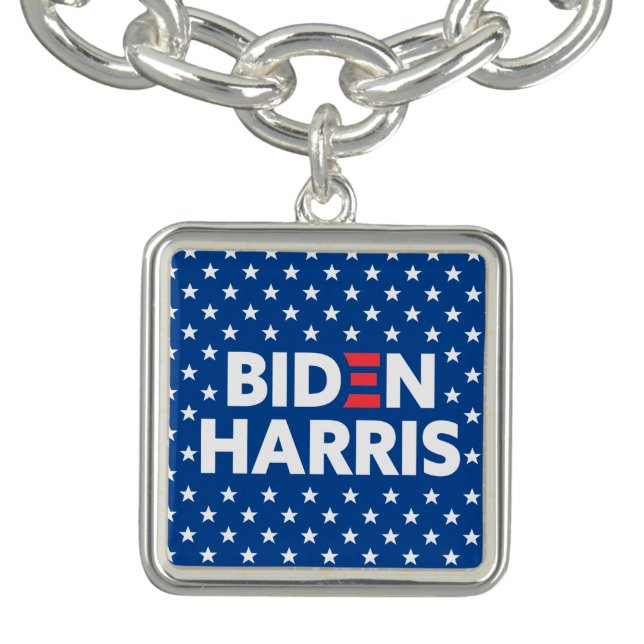 Biden / Harris White Stars Pattern Blue Bracelet (Design)