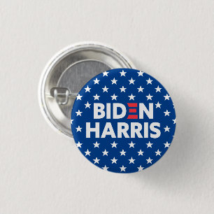 Biden / Harris White Stars Pattern Blue Button