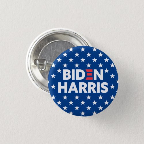 Biden  Harris White Stars Pattern Blue Button