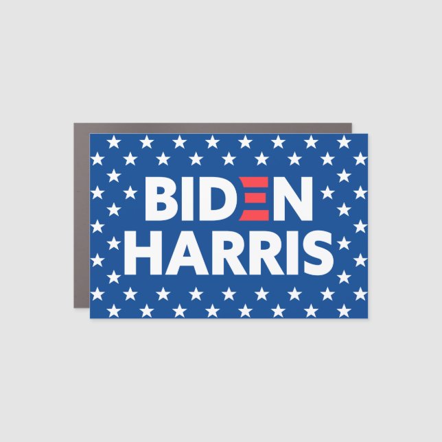 Biden / Harris White Stars Pattern Blue Car Magnet (Front)