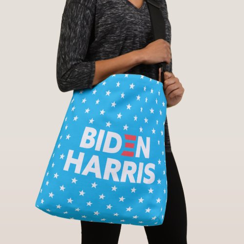 Biden  Harris White Stars Pattern Blue Crossbody Bag