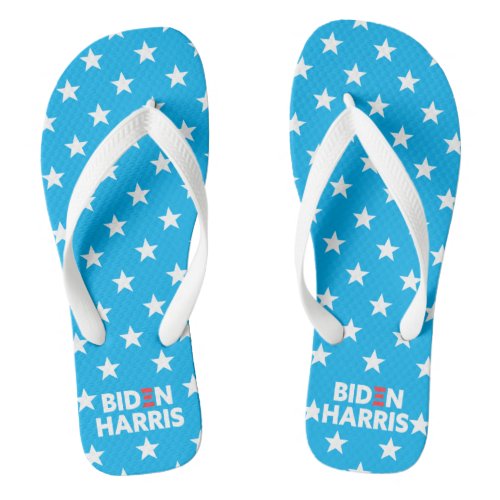 Biden  Harris White Stars Pattern Blue Flip Flops