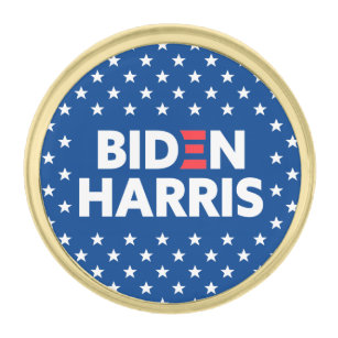 Biden / Harris White Stars Pattern Blue Gold Finish Lapel Pin