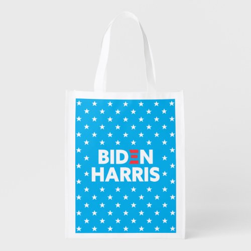 Biden  Harris White Stars Pattern Blue Grocery Bag