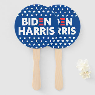 Biden / Harris White Stars Pattern Blue Hand Fan
