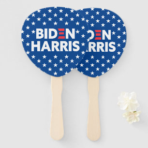 Biden / Harris White Stars Pattern Blue Hand Fan