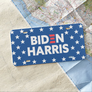 Biden / Harris White Stars Pattern Blue License Plate