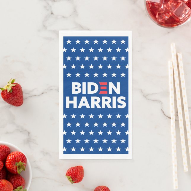 Biden / Harris White Stars Pattern Blue Paper Guest Towels (Insitu)