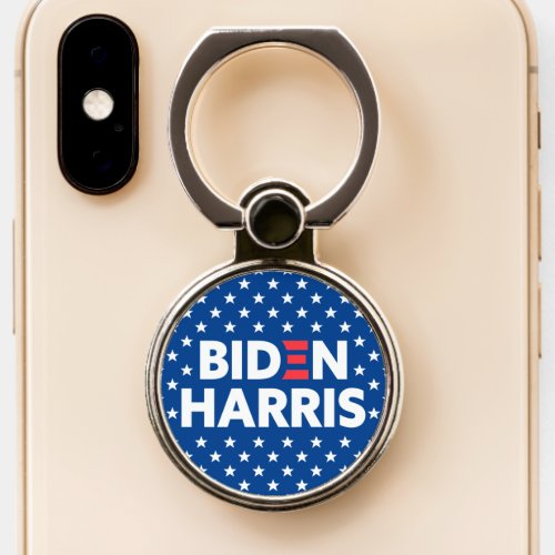 Biden  Harris White Stars Pattern Blue Phone Ring Stand