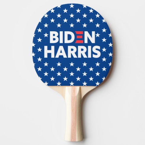 Biden  Harris White Stars Pattern Blue Ping Pong Paddle