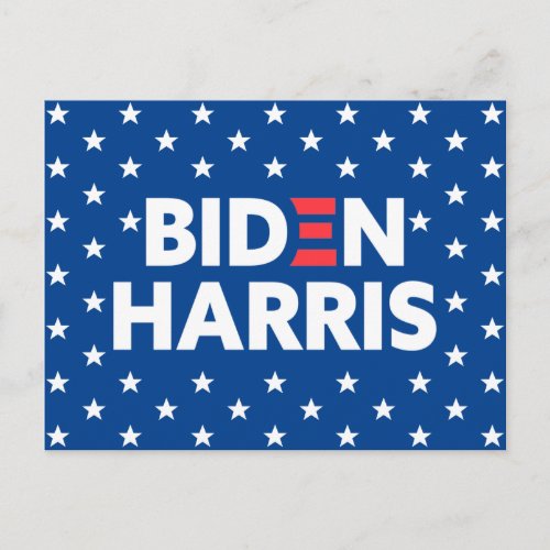 Biden  Harris White Stars Pattern Blue Postcard