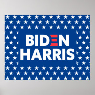Biden / Harris White Stars Pattern Blue Poster