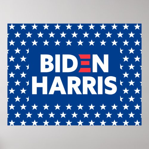 Biden  Harris White Stars Pattern Blue Poster