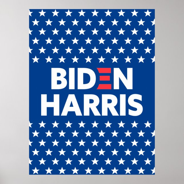 Biden / Harris White Stars Pattern Blue Poster (Front)