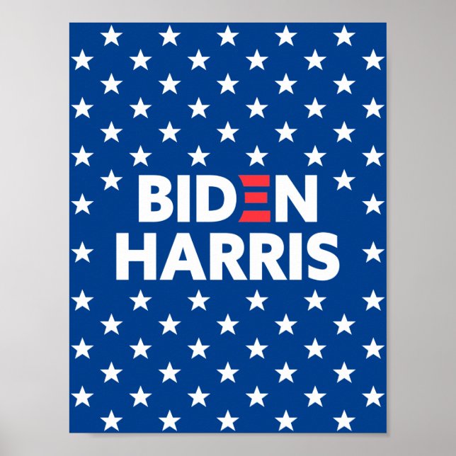 Biden / Harris White Stars Pattern Blue Poster (Front)