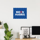 Biden / Harris White Stars Pattern Blue Poster (Home Office)