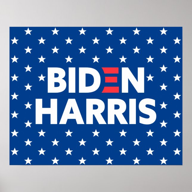 Biden / Harris White Stars Pattern Blue Poster (Front)