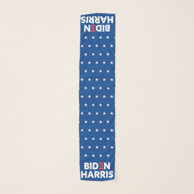 Biden / Harris White Stars Pattern Blue Scarf (Front)