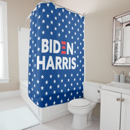 Biden  Harris White Stars Pattern Blue Shower Curtain