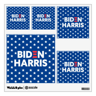 Biden / Harris White Stars Pattern Blue Squares Wall Decal
