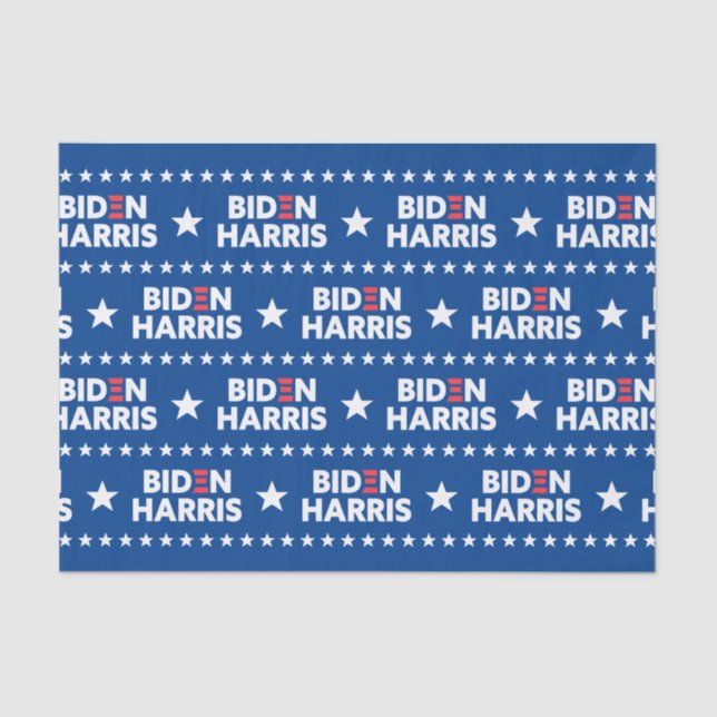 Biden / Harris White Stars Pattern Blue Tissue Paper (Front)