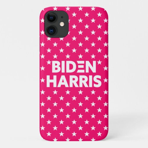 Biden  Harris White Stars Pattern Red Pink iPhone 11 Case