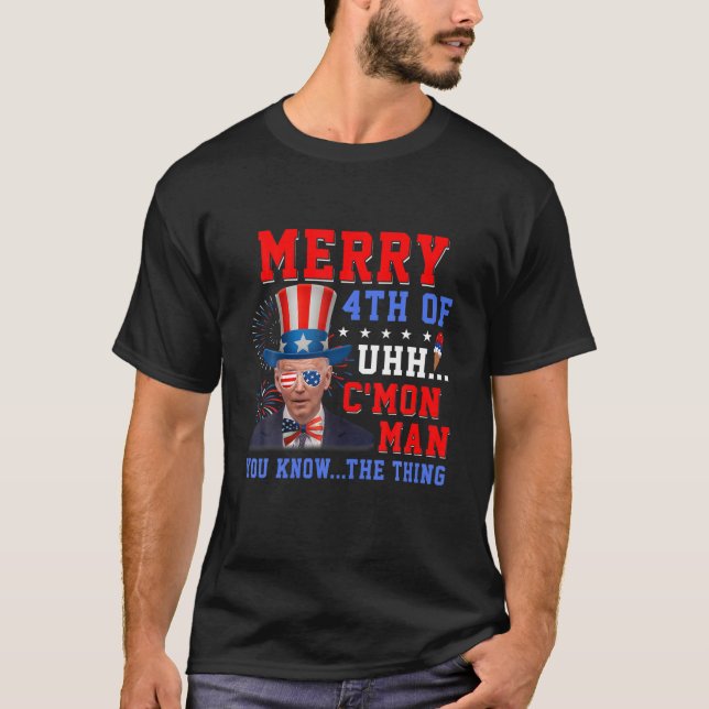 Biden Ice Cream Confused Merry 4Th Of Uhh You Know T-Shirt (Front)