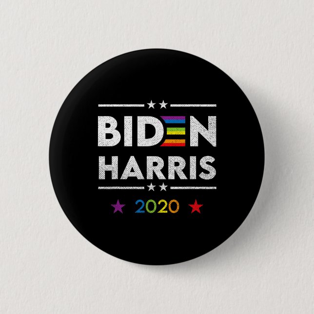 Biden Kamala Harris 2020 Rainbow Gay Pride Lgbt El Button (Front)