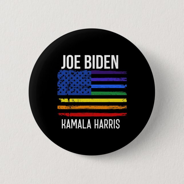 Biden Kamala Harris 2020 Rainbow Us Flag Lgbt Elec Button (Front)