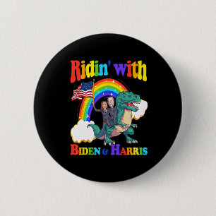 Biden Kamala Harris Shirt Toddler Kids Dinosaur T- Button