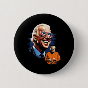 Biden Laughing Trump To Jail Tee Anti-trump  Button
