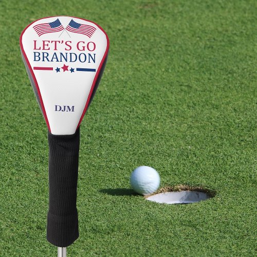 Biden Lets Go Brandon USA Flag Monogram Golf Head Cover