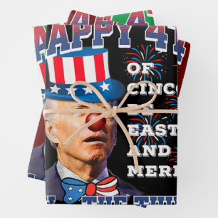 Biden Merry 4th The Thing Confused Joe Biden July Wrapping Paper Sheets